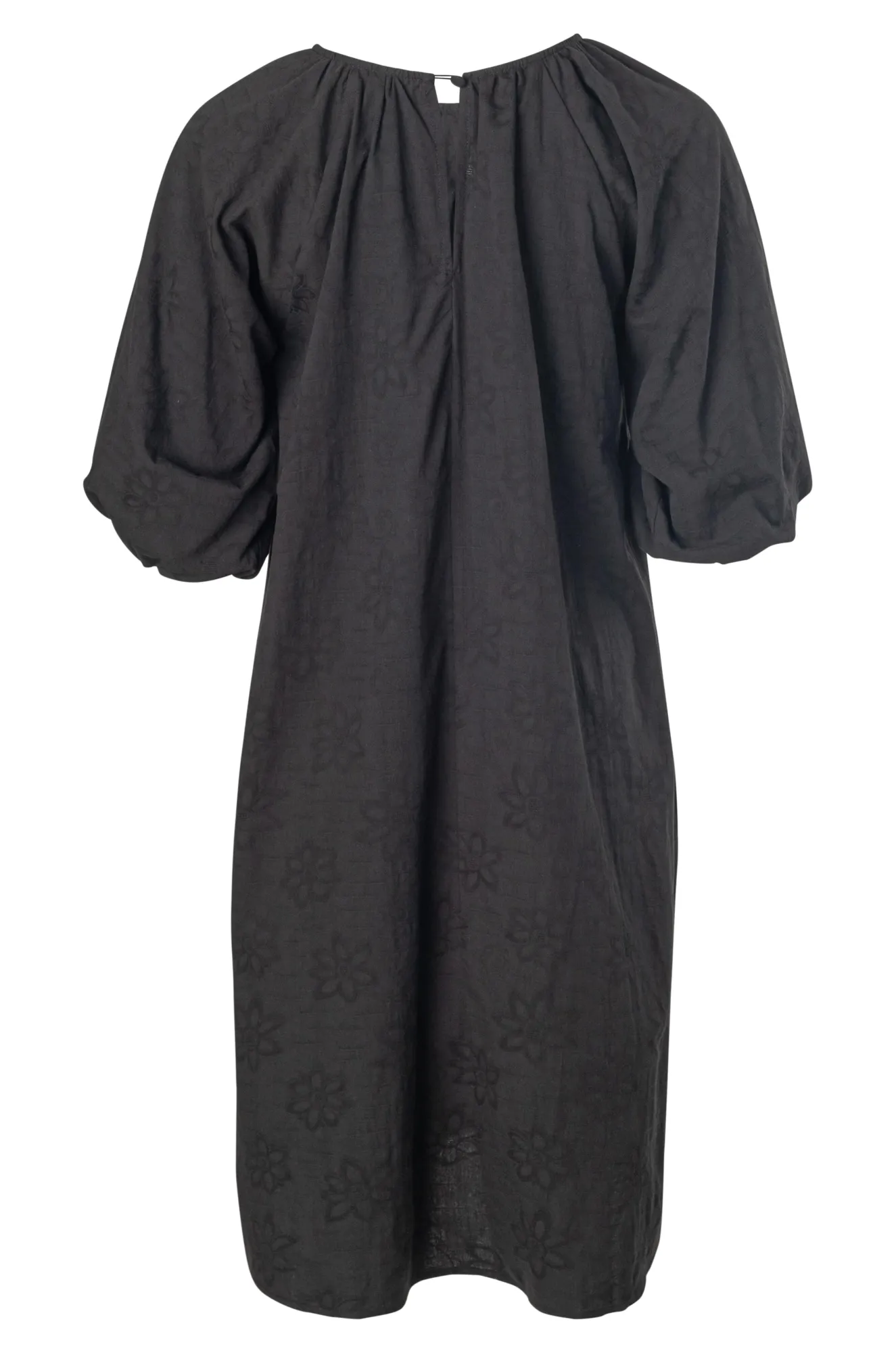 100% Cotton Jacquard Flower Dress | Black | 6127A1