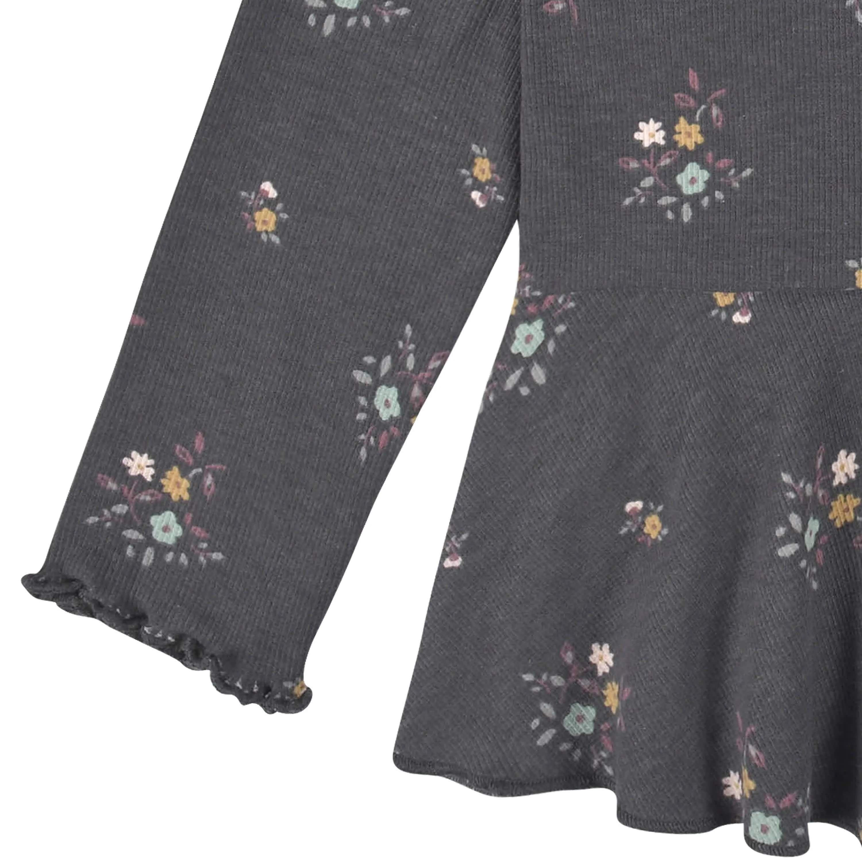 2-Pack Infant & Toddler Girls Mustard & Charcoal Floral Peplum Tops Gerber Childrenswea