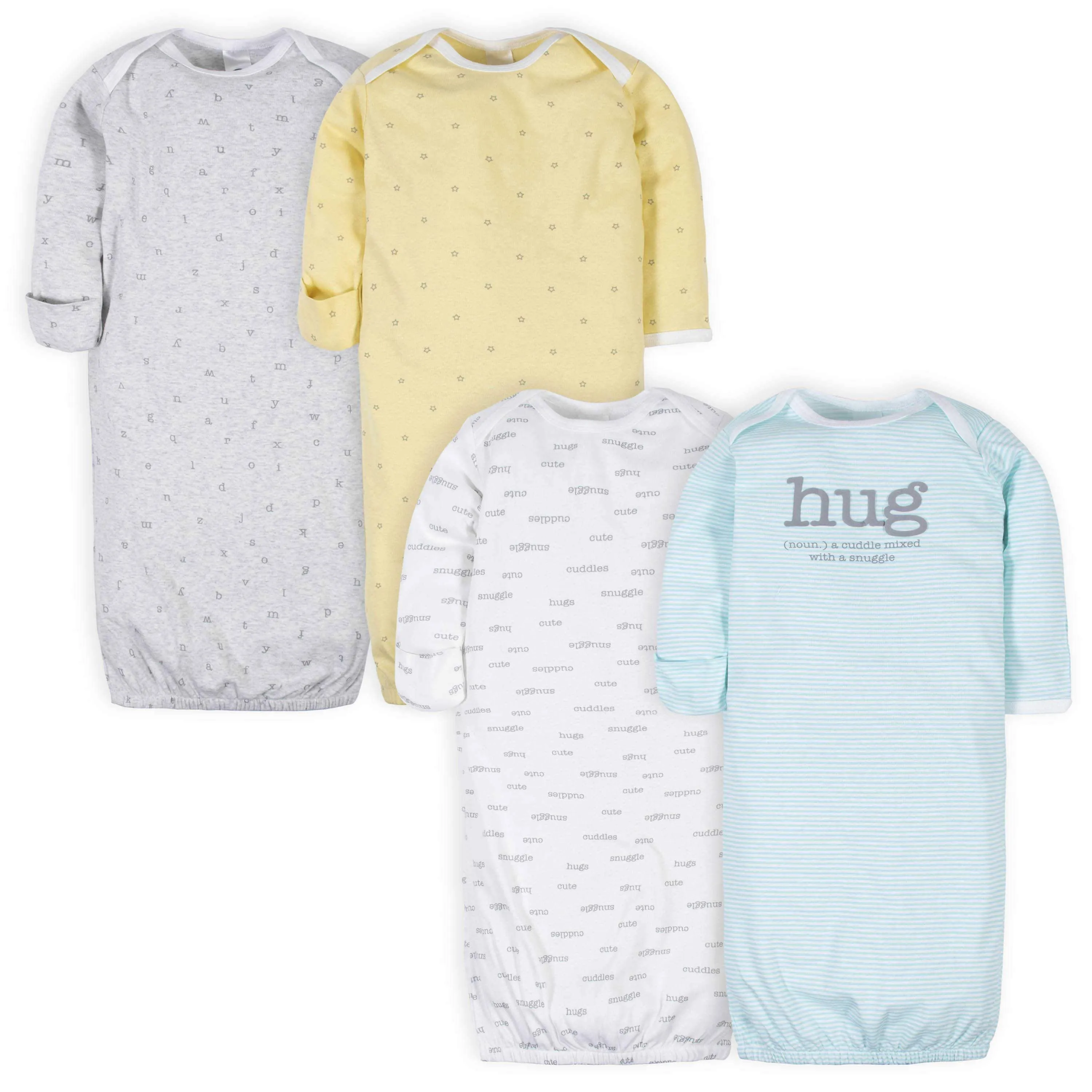4-Pack Baby Neutral Words Gowns (Preemie) Gerber Childrenswea