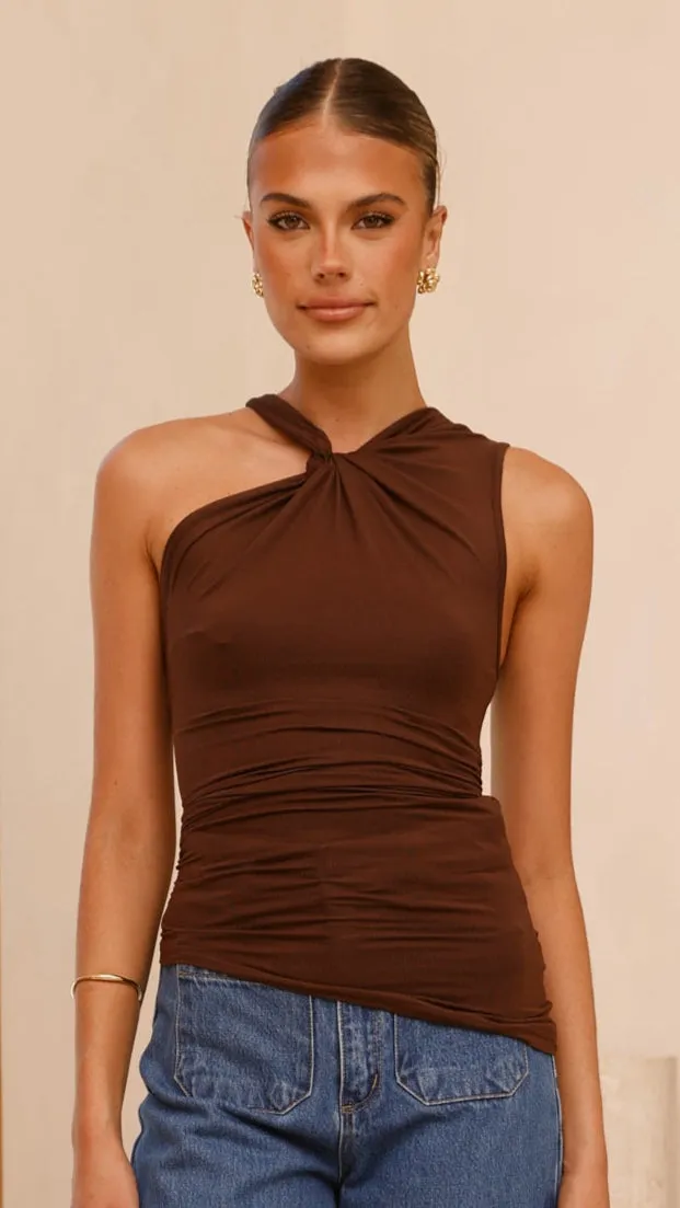 Adamaris Asymmetrical Top - Chocolate Billy J