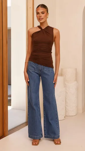 Adamaris Asymmetrical Top - Chocolate Billy J