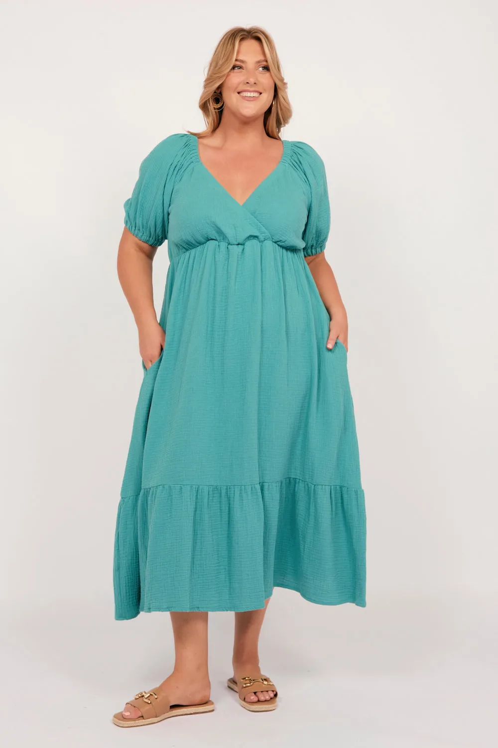 Alison Midi Dress in Peacock Parade Adrift