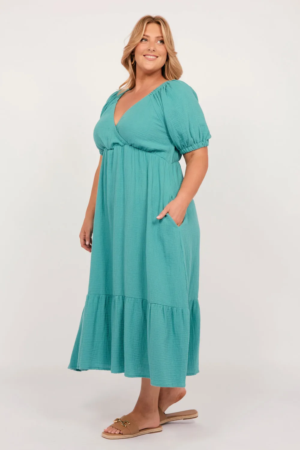Alison Midi Dress in Peacock Parade Adrift