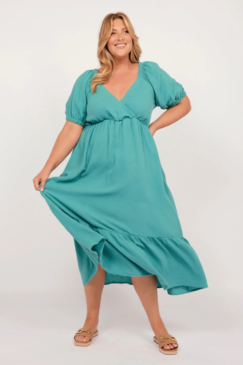 Alison Midi Dress in Peacock Parade Adrift