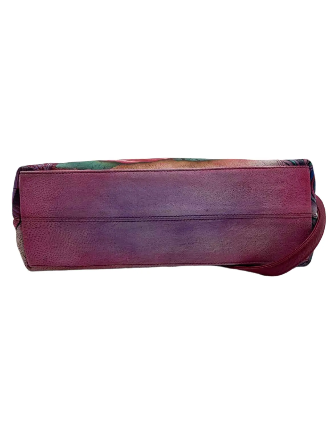 ANUSCHKA Hand-Painted Pink/Purple-Multi Floral EVERYDAY Shoulder HOBO Bag Purse