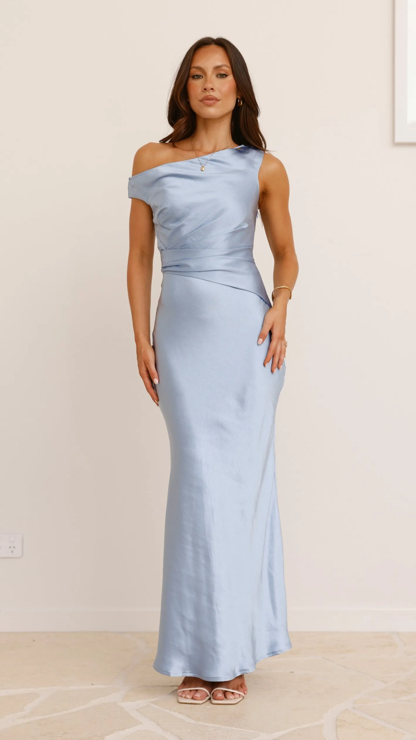 Auria Off Shoulder Maxi Dress - Blue Billy J
