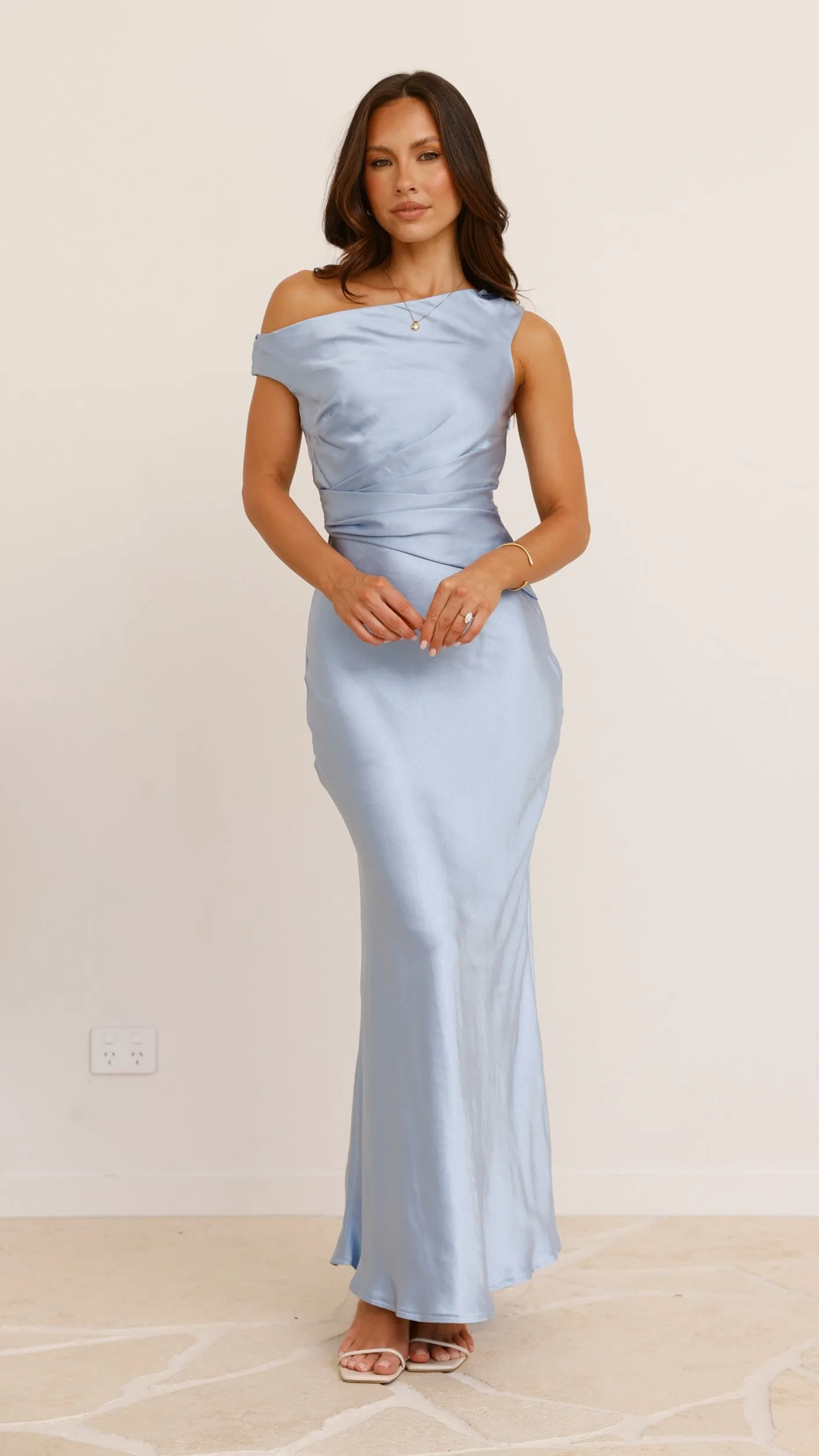 Auria Off Shoulder Maxi Dress - Blue Billy J