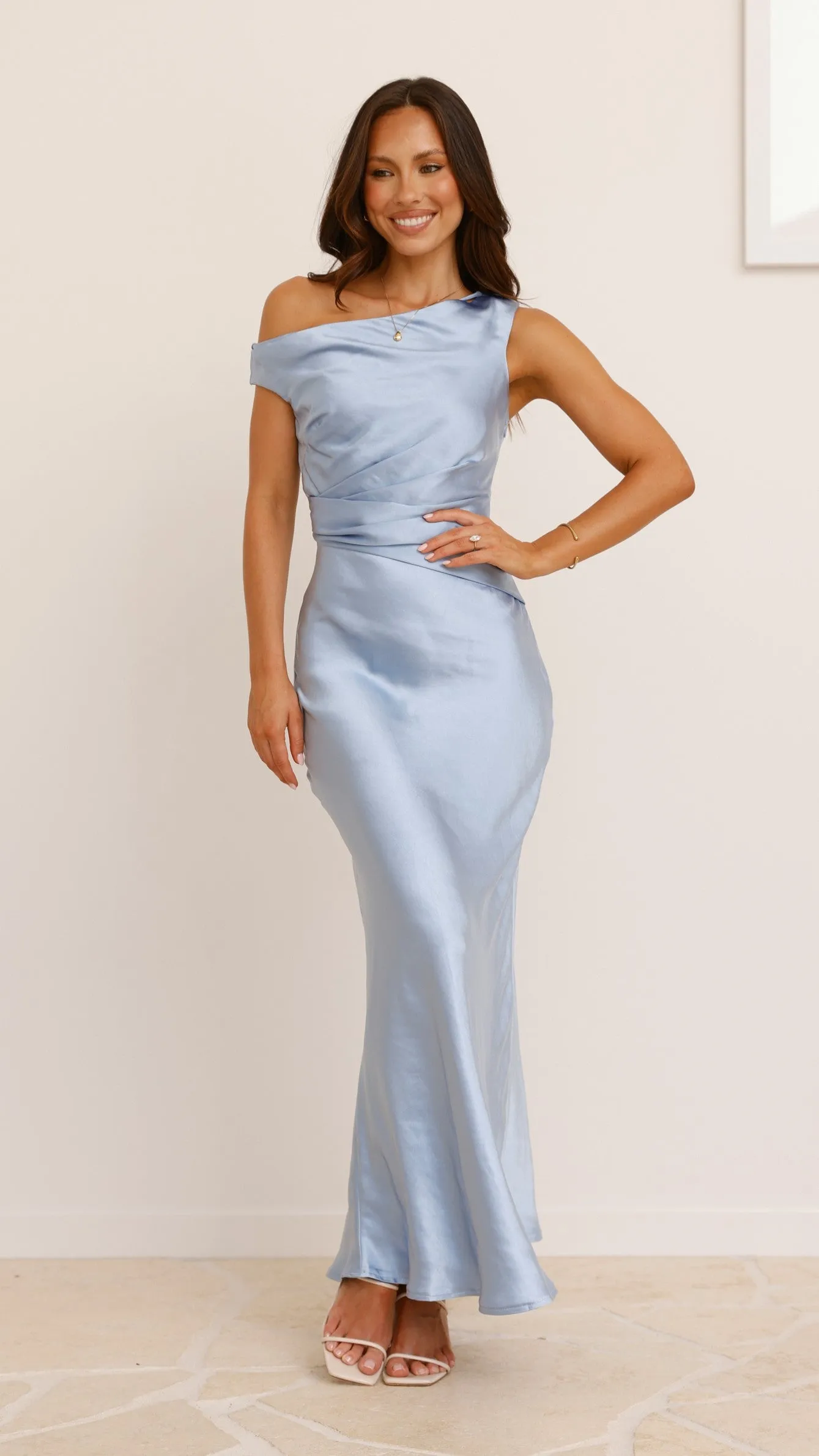 Auria Off Shoulder Maxi Dress - Blue Billy J