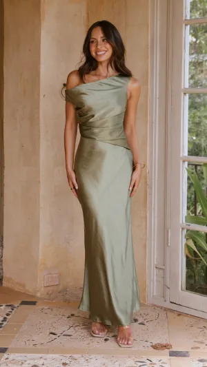 Auria Off Shoulder Maxi Dress - Olive Billy J