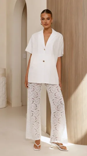 Azura Shirt And Pants Set - White Billy J