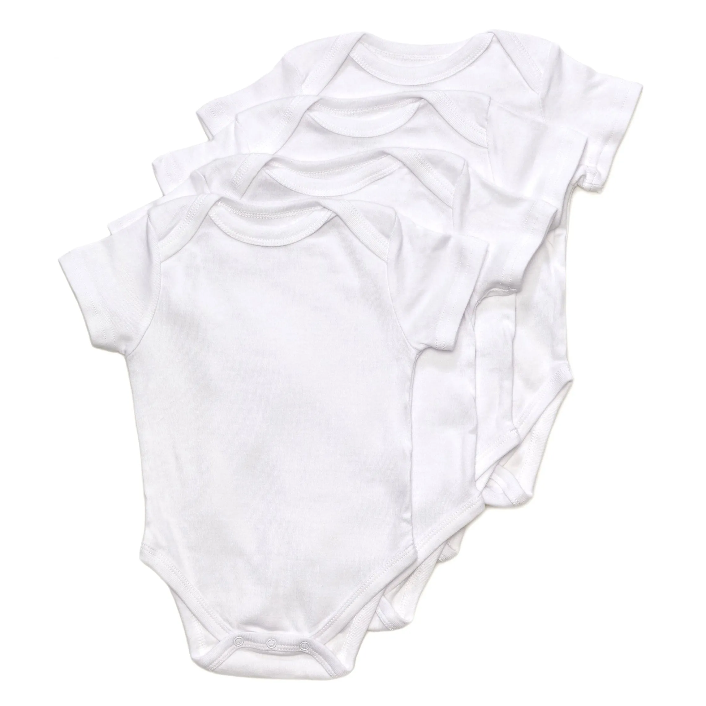 Baby Four Pack Short Sleeve White Bodysuits