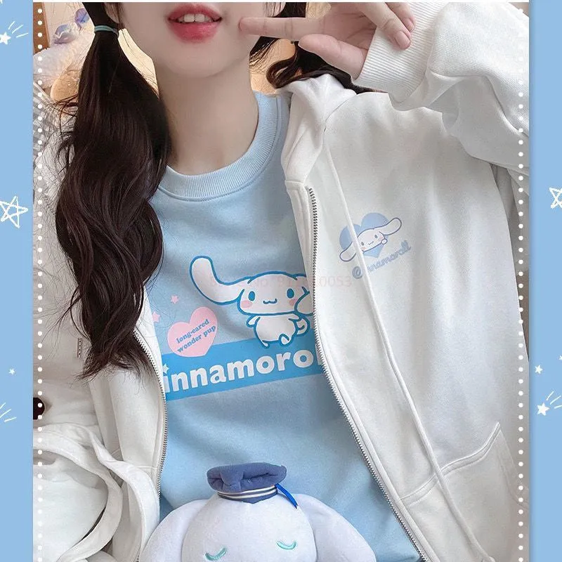 Bunny Ear Oversized Zip Up Hoodie