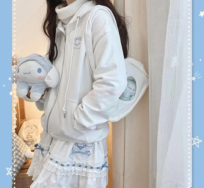 Bunny Ear Oversized Zip Up Hoodie