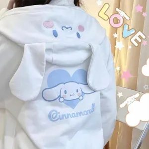 Bunny Ear Oversized Zip Up Hoodie
