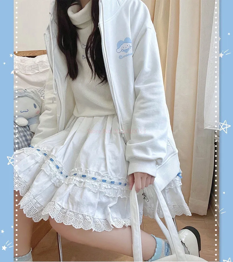 Bunny Ear Oversized Zip Up Hoodie
