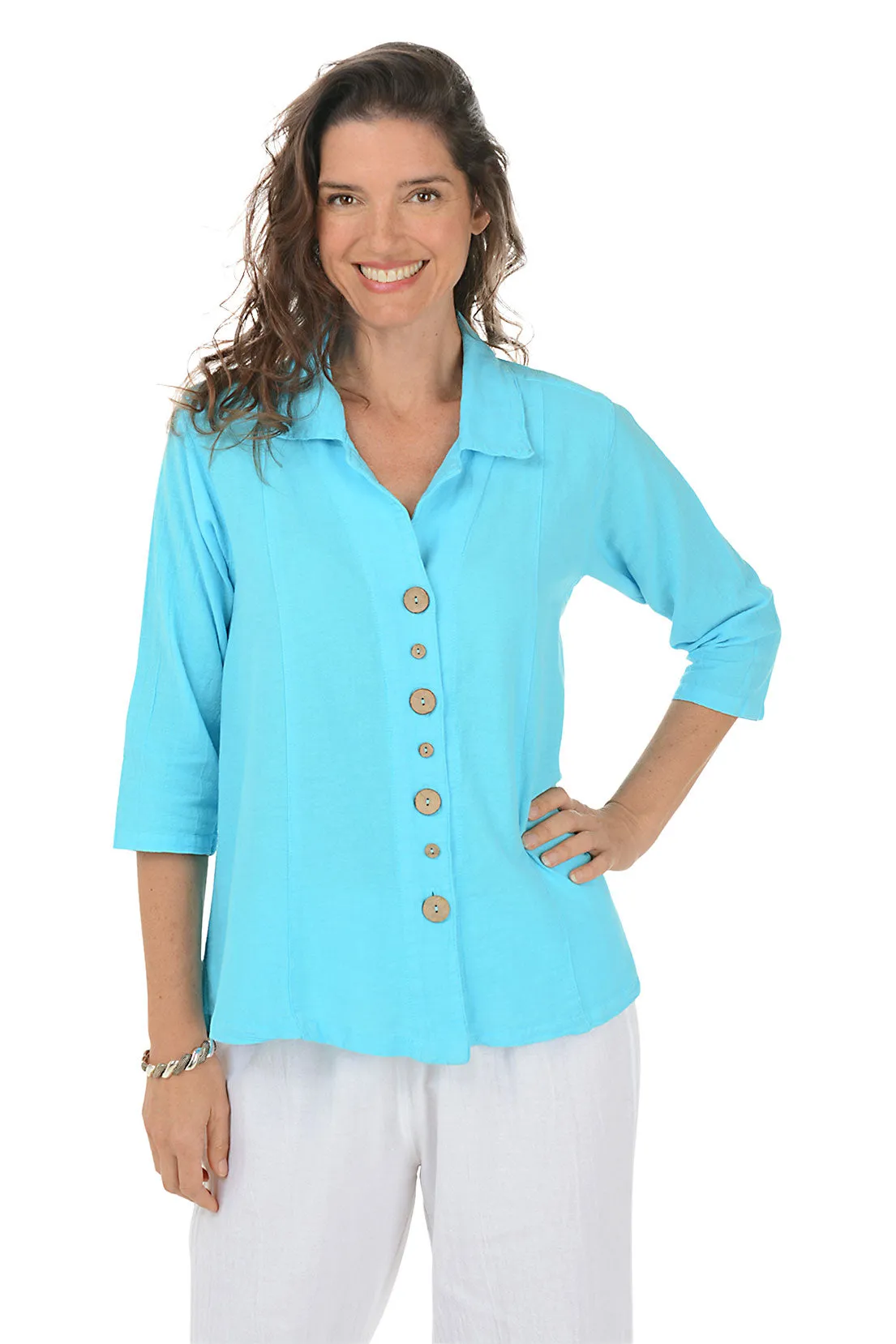 Button-Front Crinkle Shirt