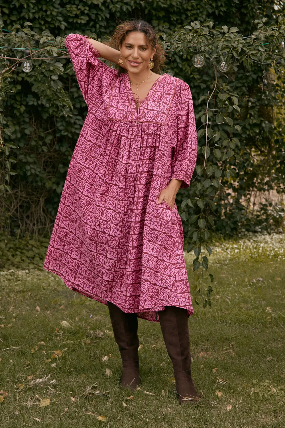 Cairo Midi Dress in Windmills Adrift
