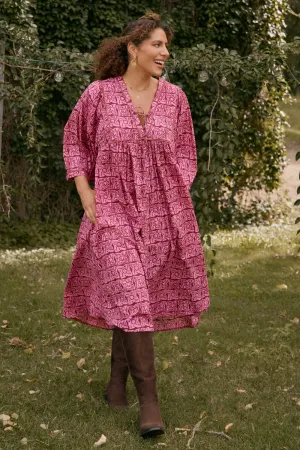 Cairo Midi Dress in Windmills Adrift