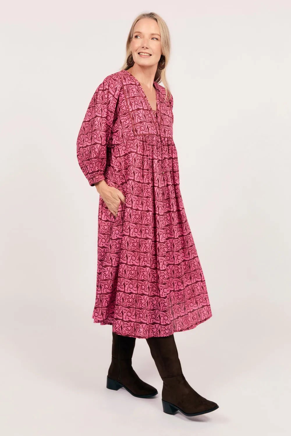 Cairo Midi Dress in Windmills Adrift