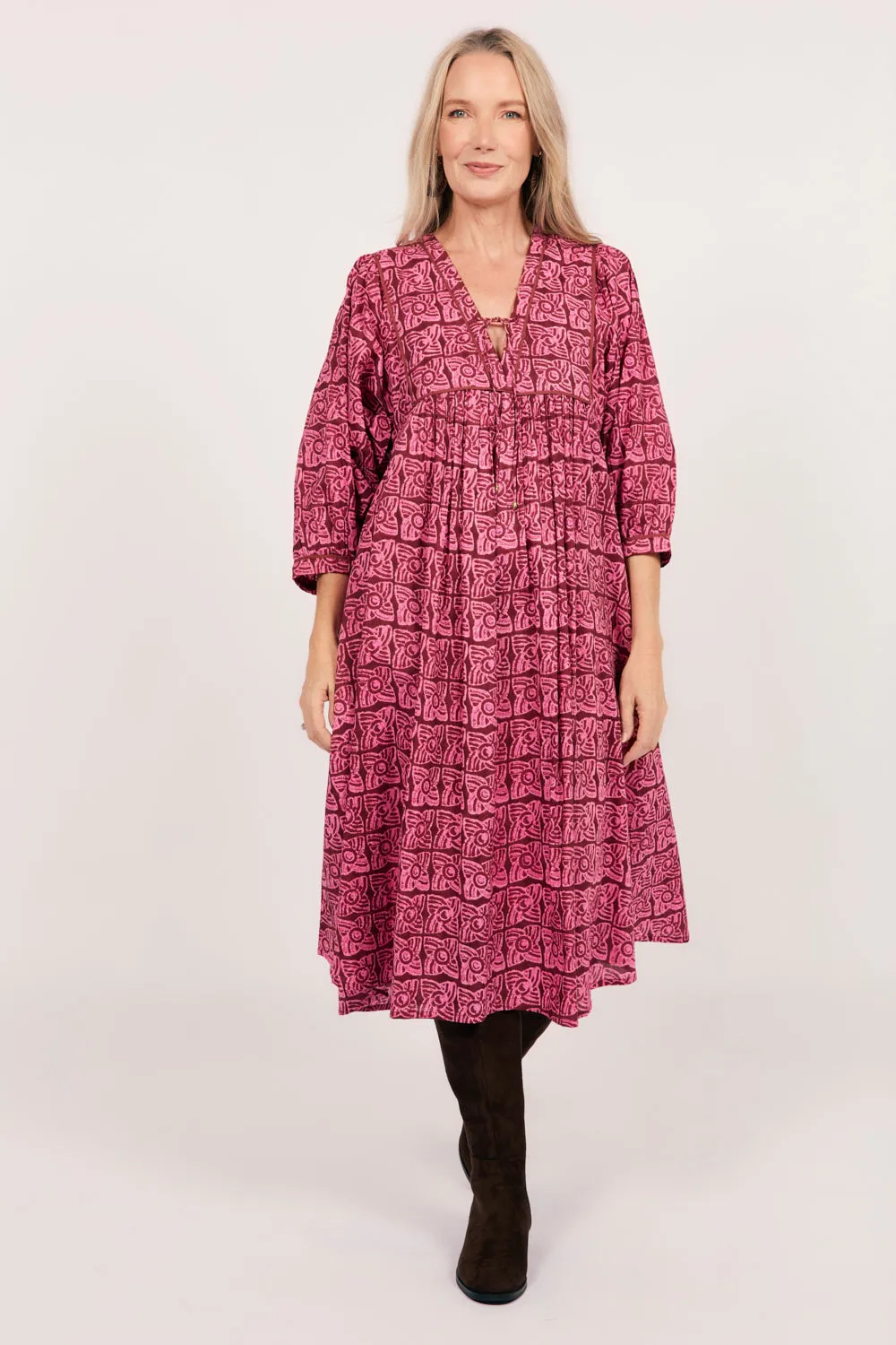 Cairo Midi Dress in Windmills Adrift