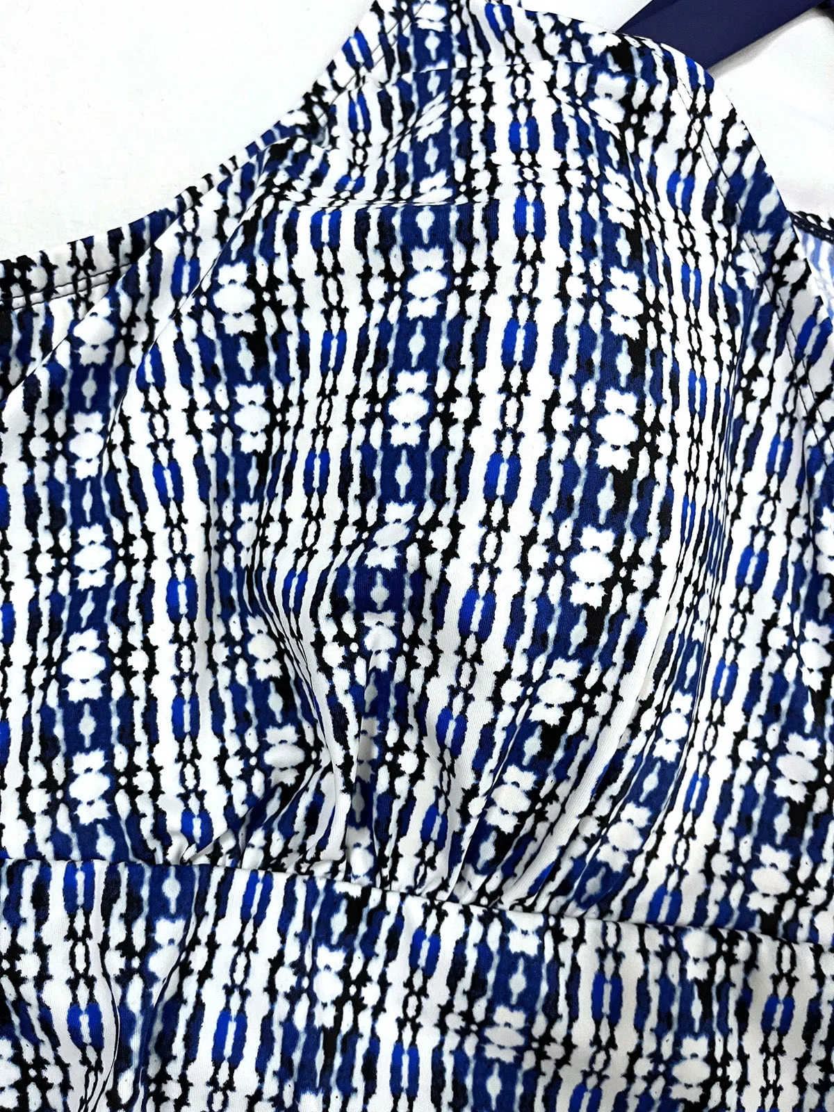 Catherines Size 34W Blue & White Tie-Dye Tankini Top