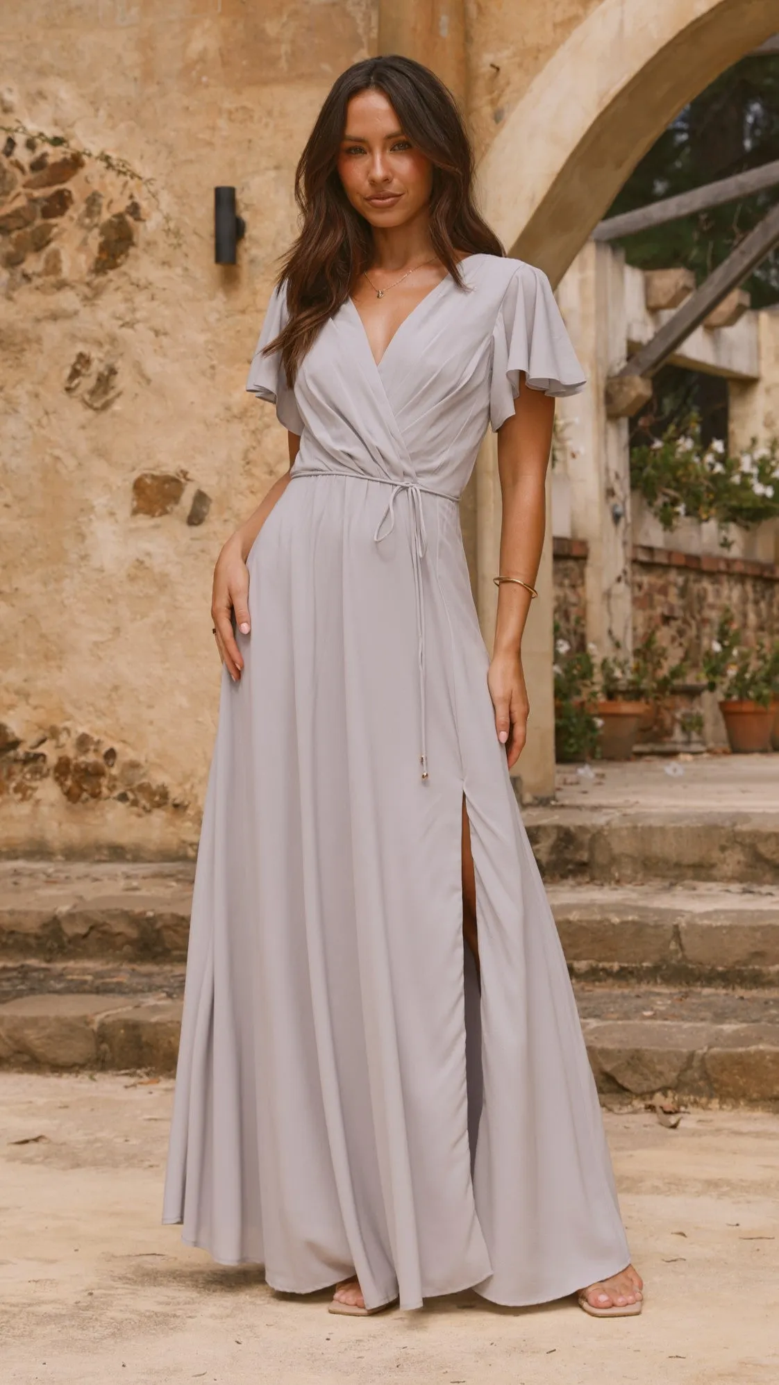 Charlize Maxi Dress - Light Grey Billy J