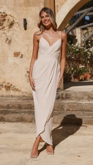 Charlotte Draped Maxi Dress - Ivory Billy J
