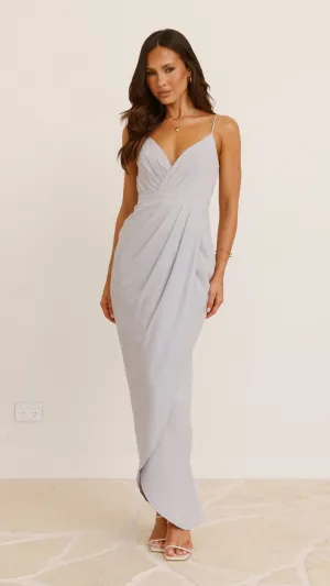 Charlotte Draped Maxi Dress - Light Grey Billy J