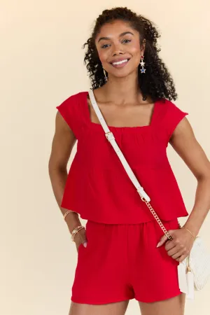Choose Kindness Red Gauze Top and Shorts Set