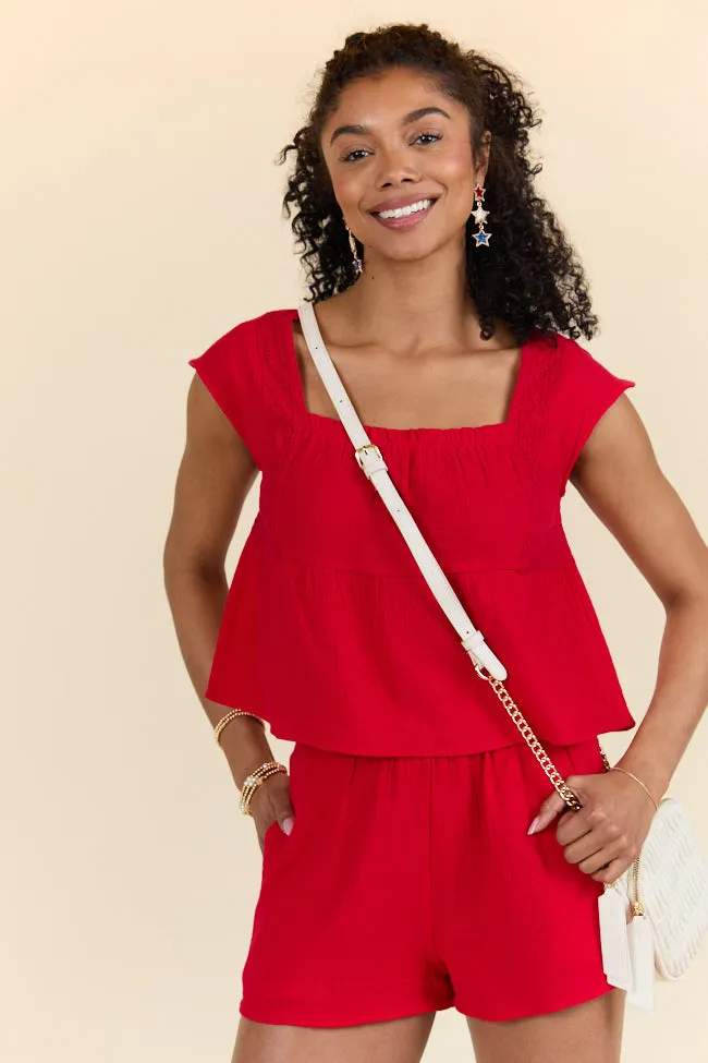 Choose Kindness Red Gauze Top and Shorts Set