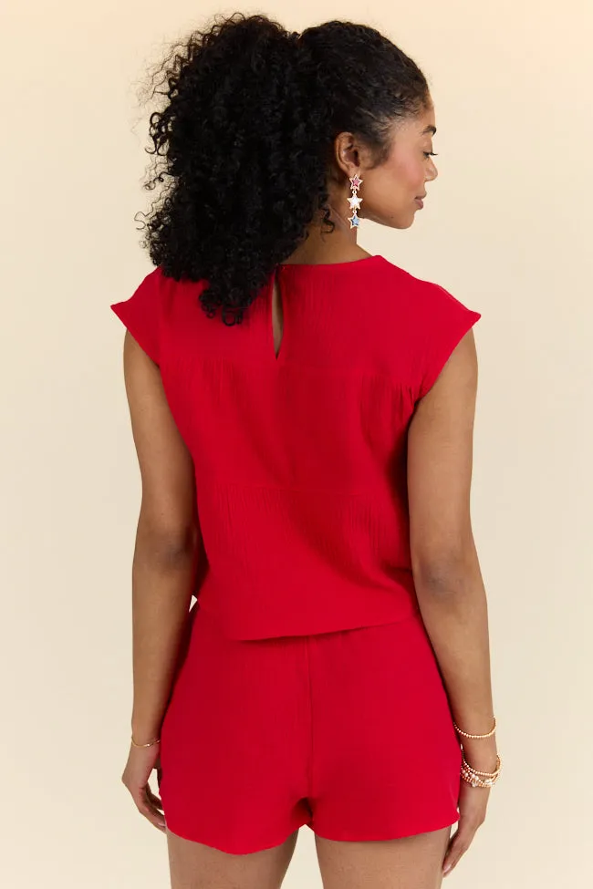 Choose Kindness Red Gauze Top and Shorts Set