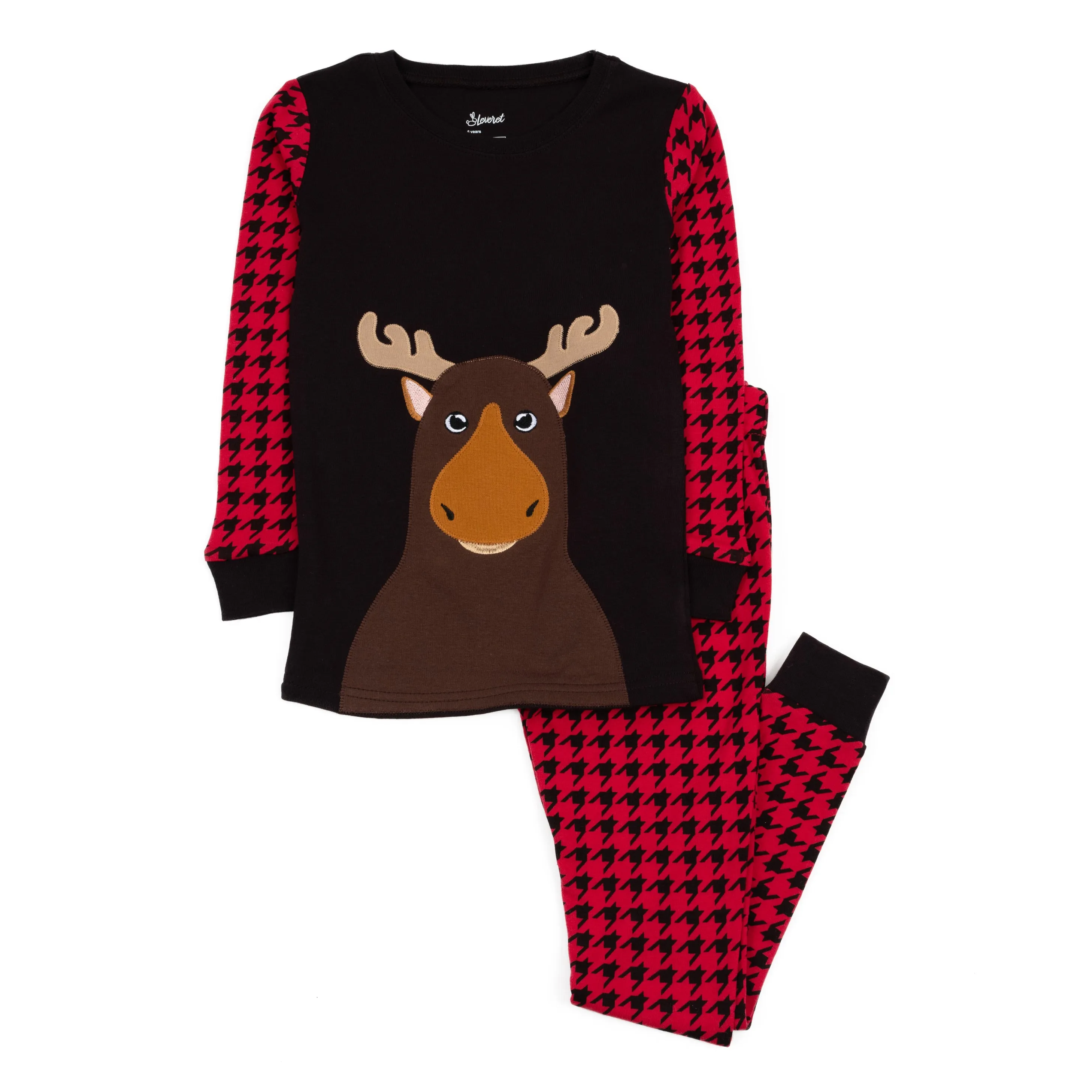 Christmas Kids Two Piece Cotton Pajamas Full Moose