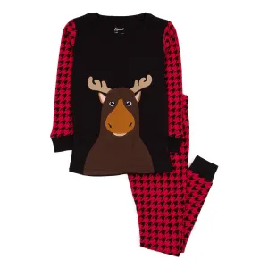 Christmas Kids Two Piece Cotton Pajamas Full Moose