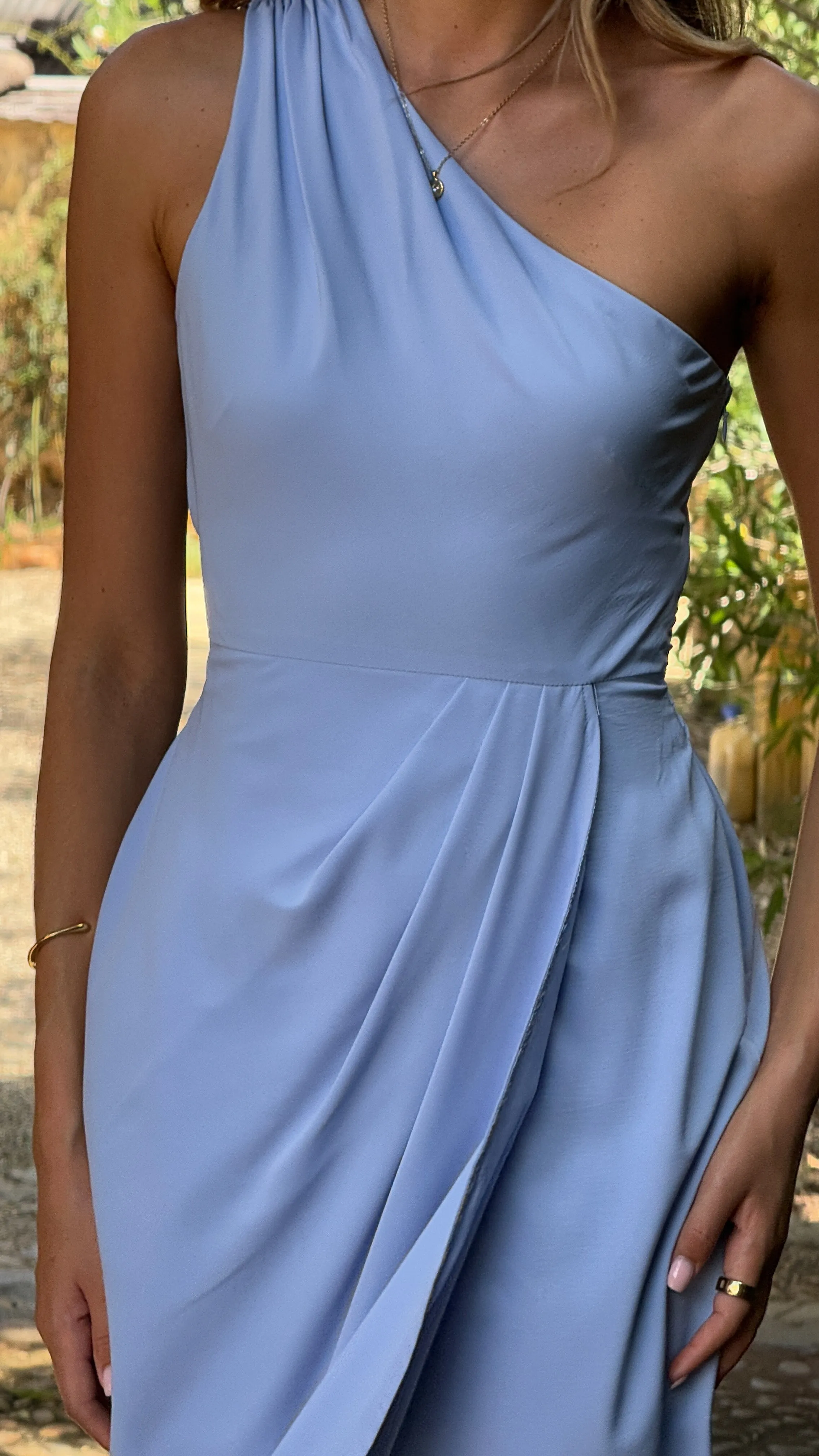 Clara One Shoulder Maxi Dress - Blue Billy J