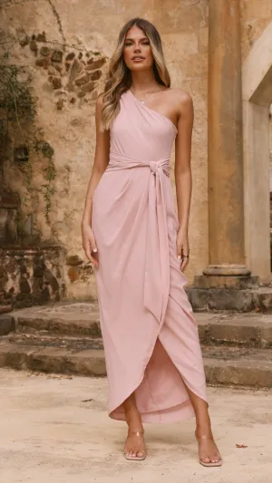 Clara One Shoulder Maxi Dress - Dusty Pink Billy J