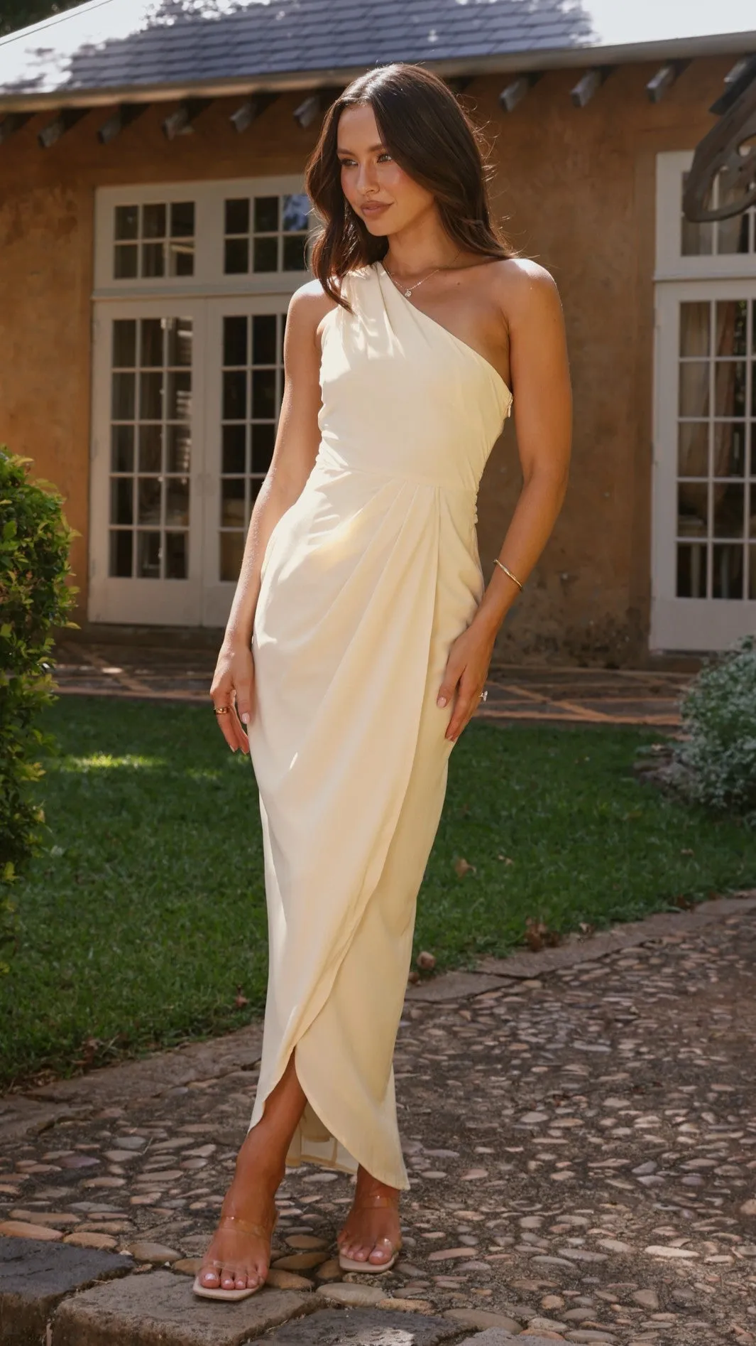 Clara One Shoulder Maxi Dress - Yellow Billy J