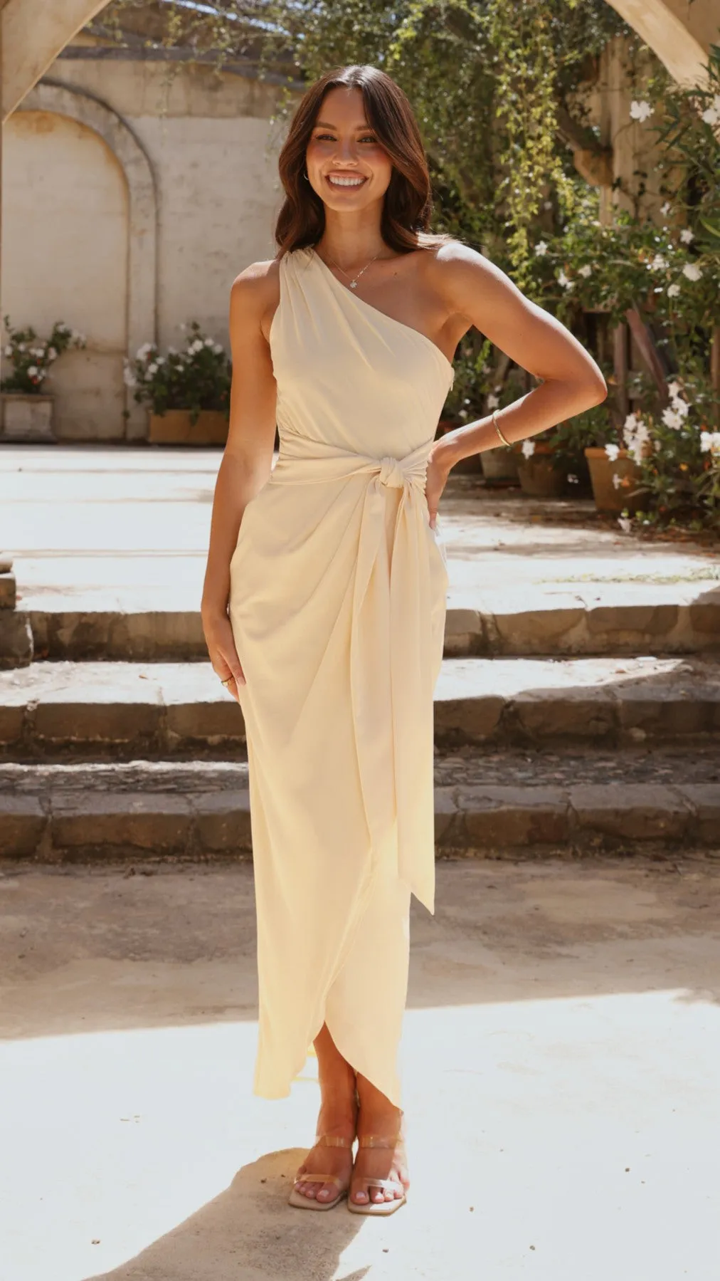 Clara One Shoulder Maxi Dress - Yellow Billy J