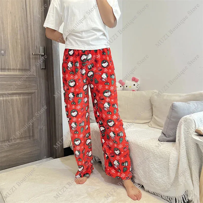 Cozy Holiday Kawaii Kitten Pajama Pants