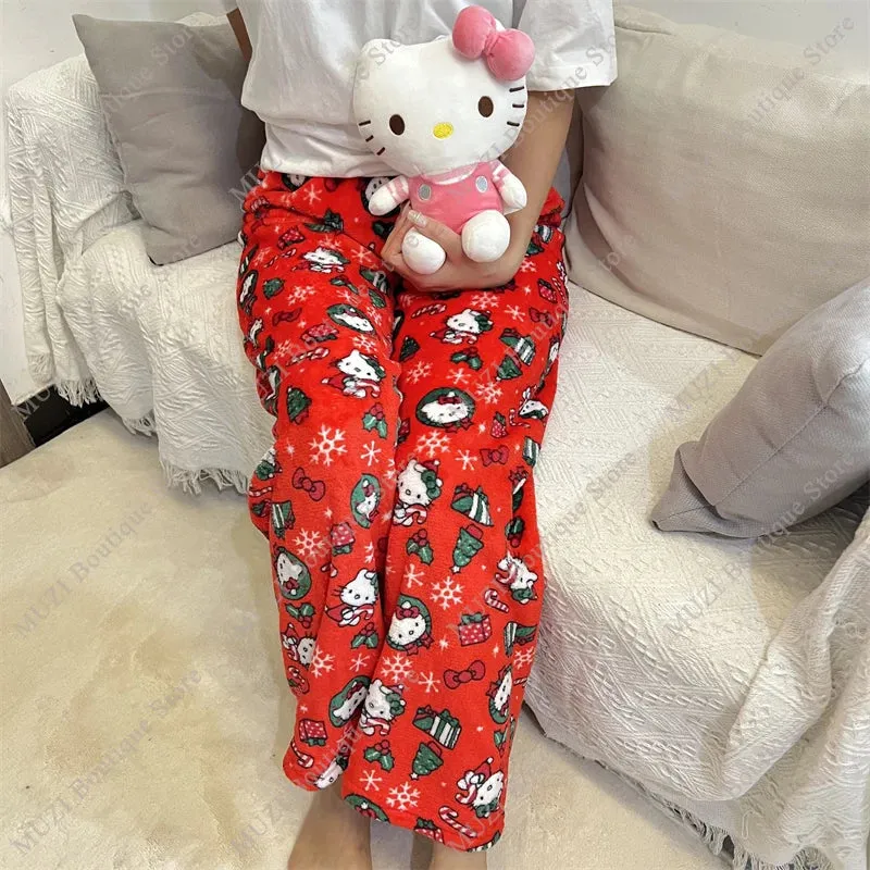 Cozy Holiday Kawaii Kitten Pajama Pants