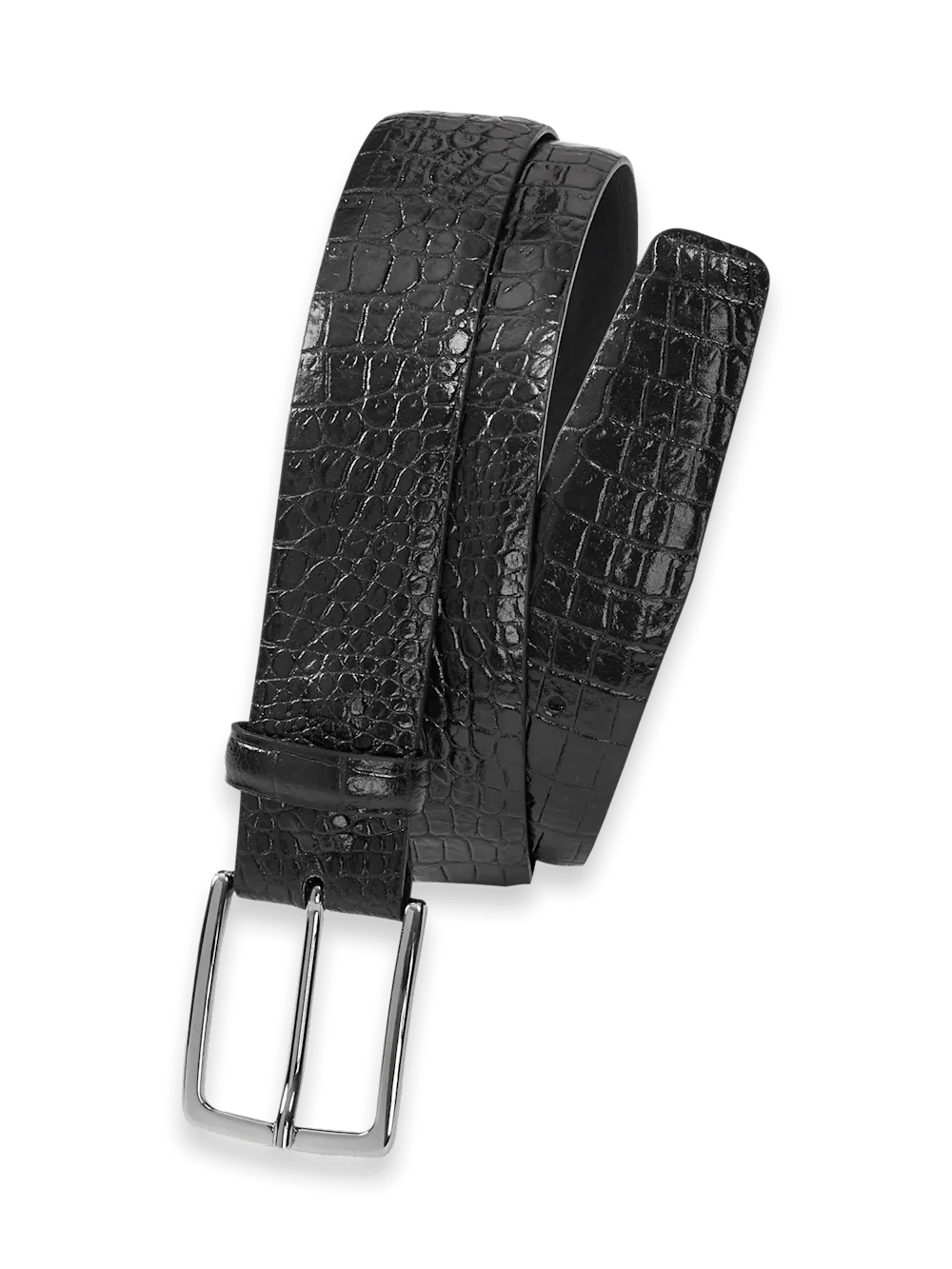 Crocodile Embossed with Changeable Buckle Belt - Black