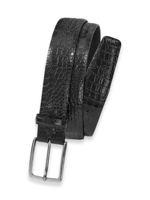 Crocodile Embossed with Changeable Buckle Belt - Black