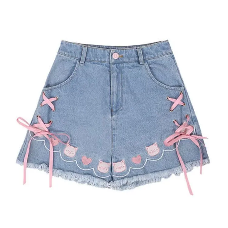 Denim Neko High Waisted Shorts
