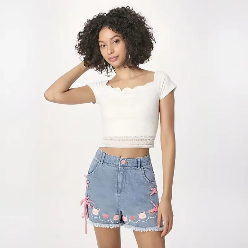Denim Neko High Waisted Shorts