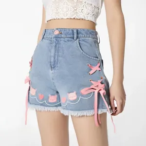 Denim Neko High Waisted Shorts