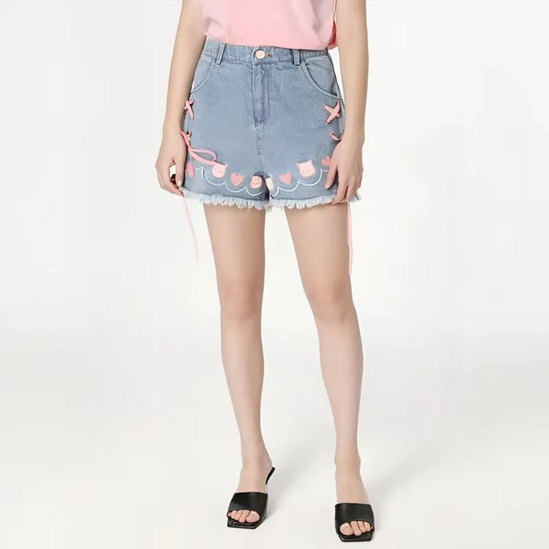 Denim Neko High Waisted Shorts