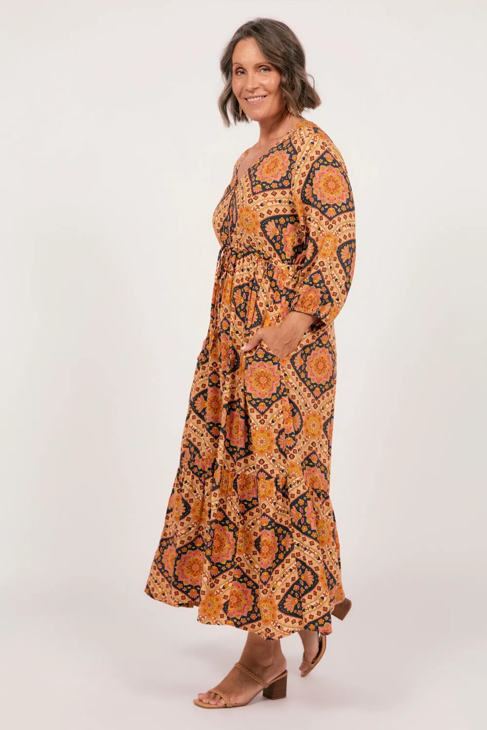 Denver 3/4 Sleeve Dress in Juliet Adrift