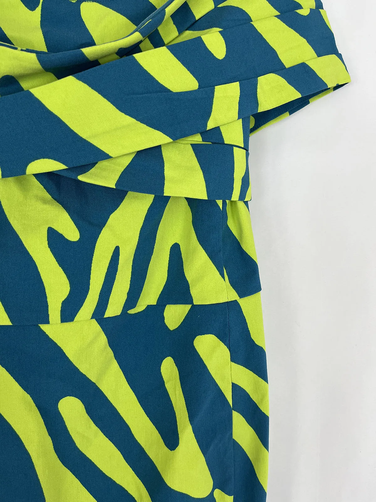 D'Iyanu Size 2X (18W) Blue & Green Abstract Zebra Dress