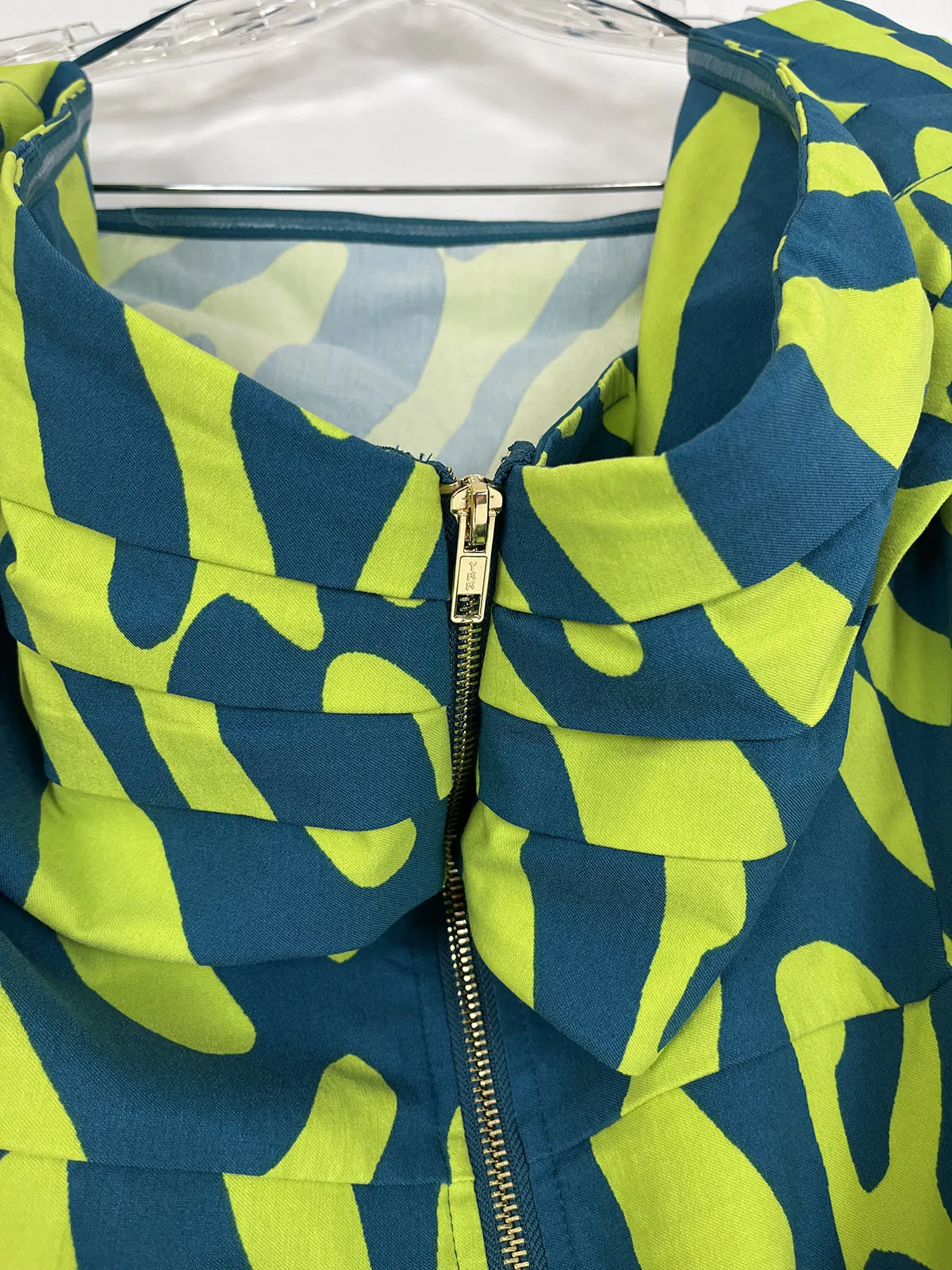 D'Iyanu Size 2X (18W) Blue & Green Abstract Zebra Dress