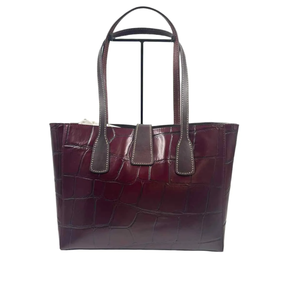 DOONEY & BOURKE Bordeaux Croc-Embossed Leather SMALL SHANNON Handled Tote Bag Purse