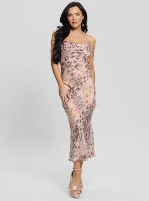 Eco Beige Jaguar Print Akilina Maxi Dress Guess